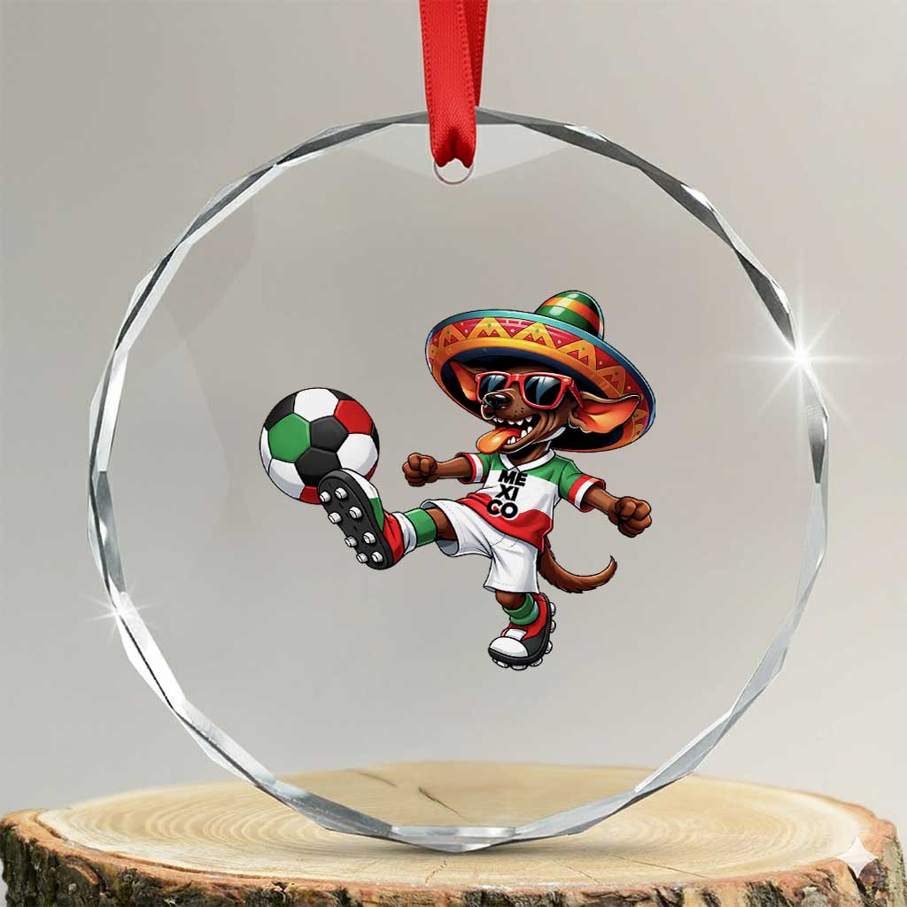 Funny Mexican Xolo Dog Playing Soccer Crystal Glass Ornament Football Fan Gift