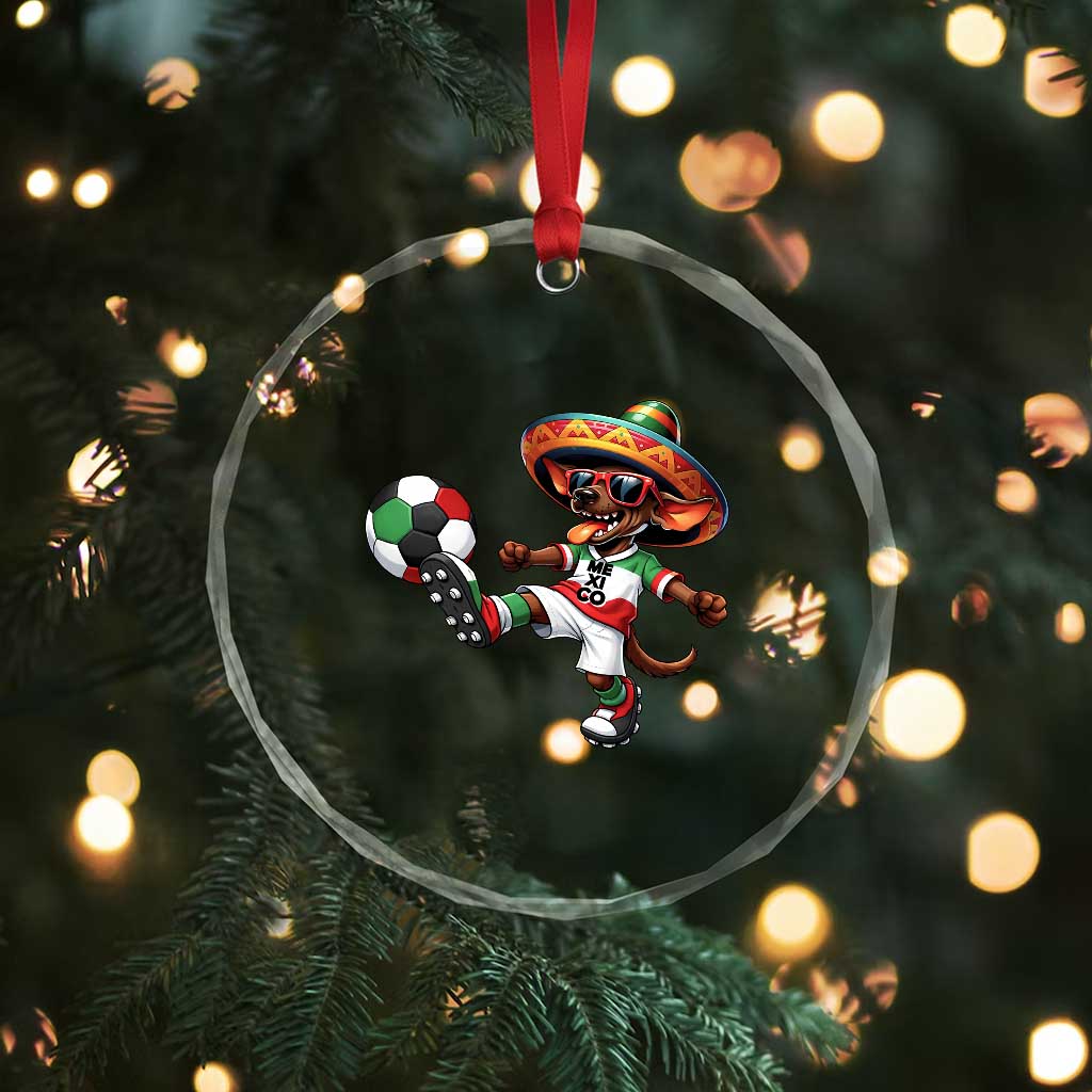 Funny Mexican Xolo Dog Playing Soccer Crystal Glass Ornament Football Fan Gift