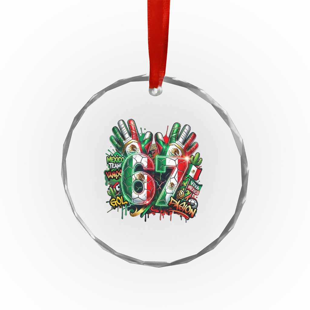Funny Mexico Soccer Crystal Glass Ornament Six Seven Meme Trending Gift