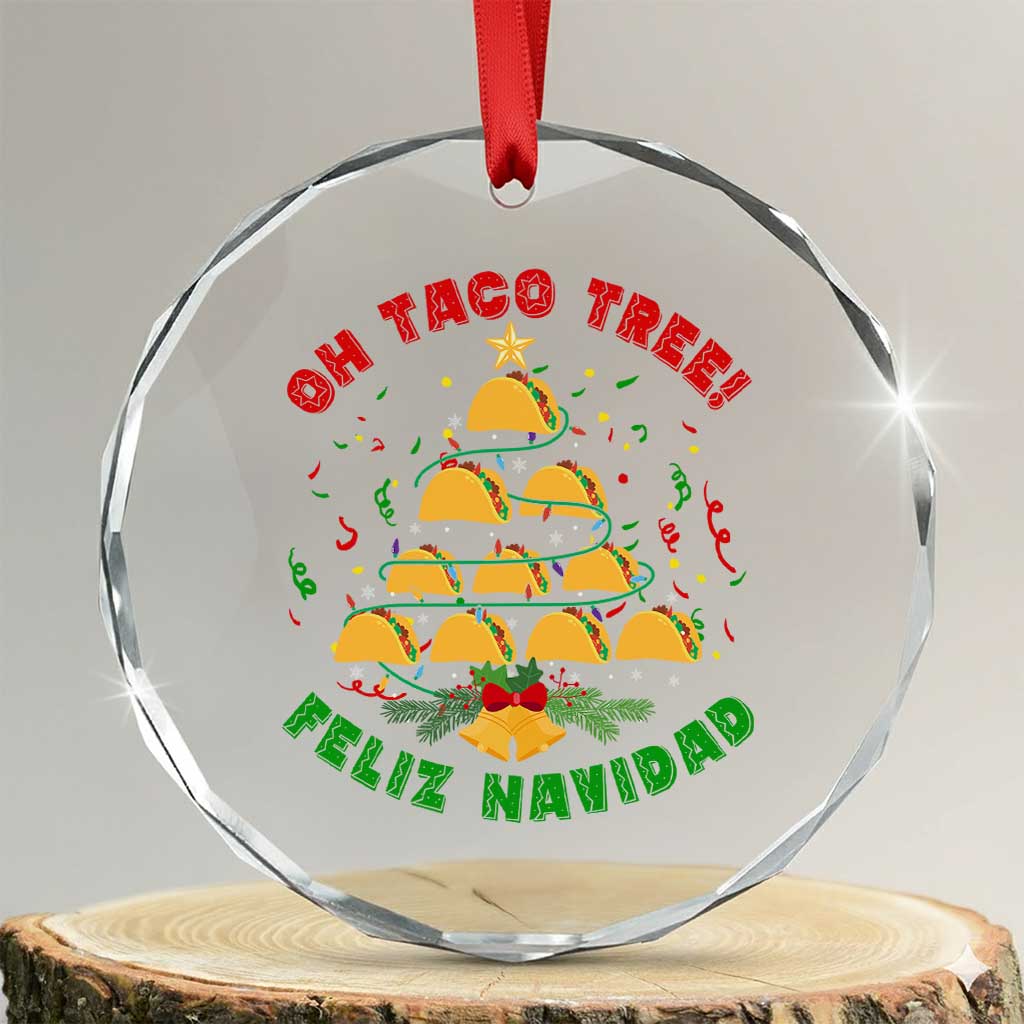 Funny Mexico Xmas Crystal Glass Ornament Oh Taco Tree Tacos Lover - Wonder Print Shop