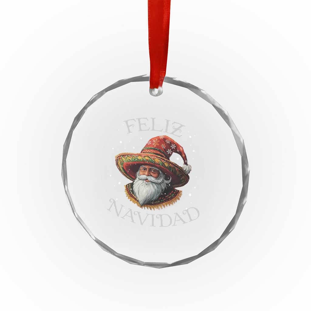 Funny Mexico Xmas Crystal Glass Ornament Santa Sombrero Feliz Navidad TS09