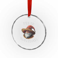 Funny Mexico Xmas Crystal Glass Ornament Santa Sombrero Feliz Navidad TS09