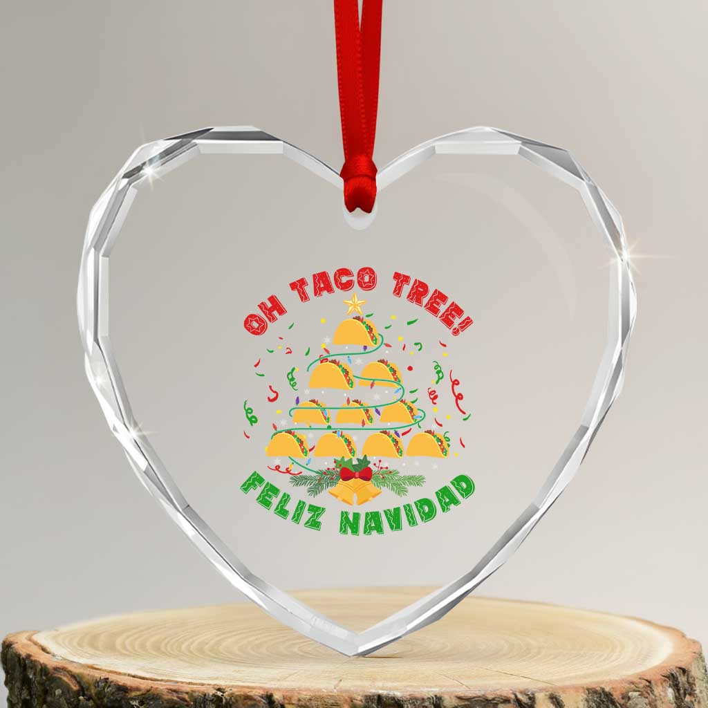Funny Mexico Xmas Heart Crystal Glass Ornament Oh Taco Tree Tacos Lover - Wonder Print Shop