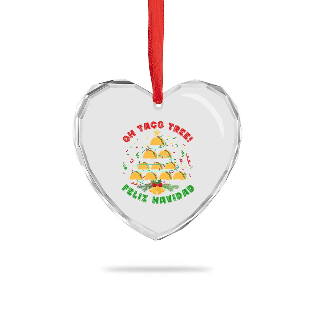 Funny Mexico Xmas Heart Crystal Glass Ornament Oh Taco Tree Tacos Lover - Wonder Print Shop