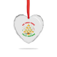 Funny Mexico Xmas Heart Crystal Glass Ornament Oh Taco Tree Tacos Lover - Wonder Print Shop