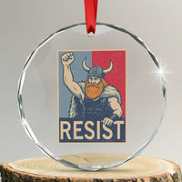 Funny Minneapolis Viking Resist Abolish Ice Protest Crystal Glass Ornament