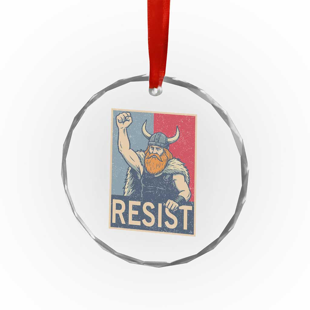 Funny Minneapolis Viking Resist Abolish Ice Protest Crystal Glass Ornament