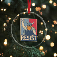Funny Minneapolis Viking Resist Abolish Ice Protest Crystal Glass Ornament