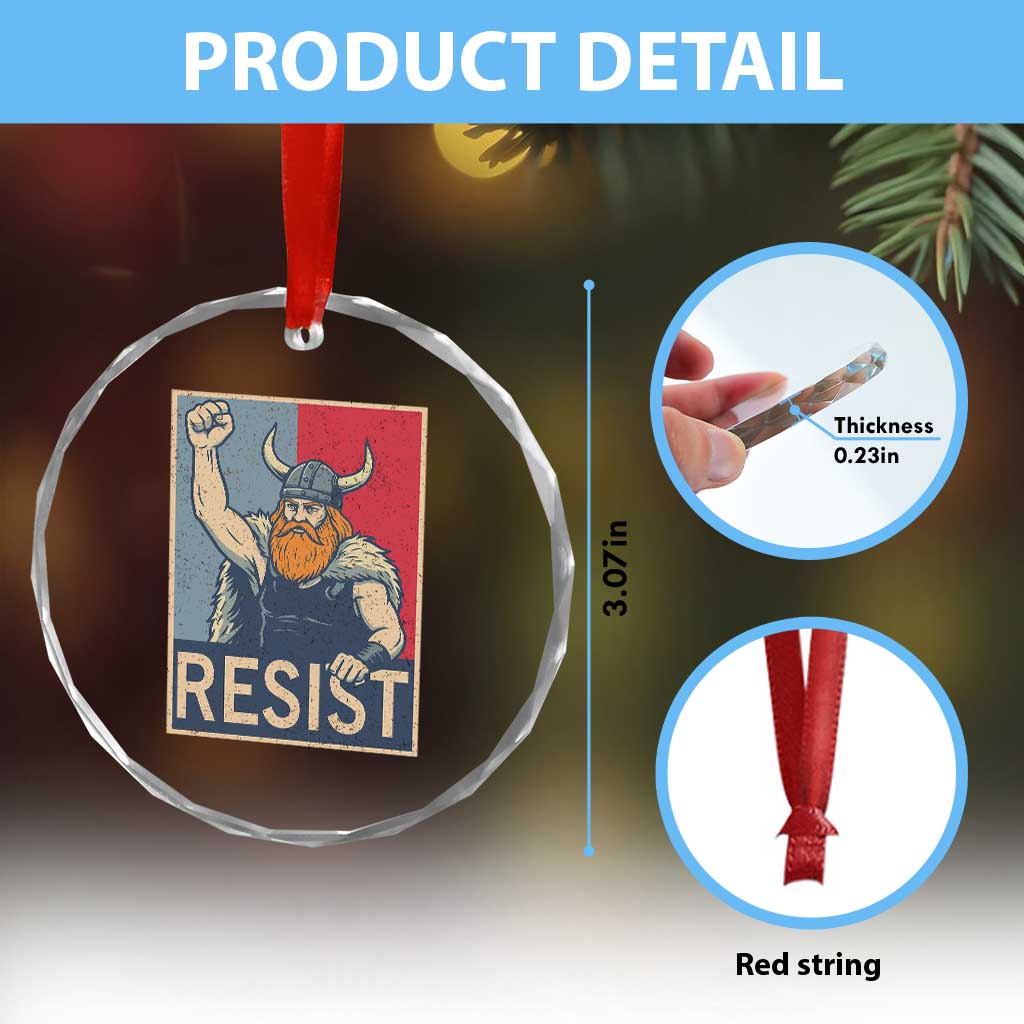 Funny Minneapolis Viking Resist Abolish Ice Protest Crystal Glass Ornament