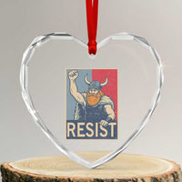 Funny Minneapolis Viking Resist Abolish Ice Protest Heart Crystal Glass Ornament
