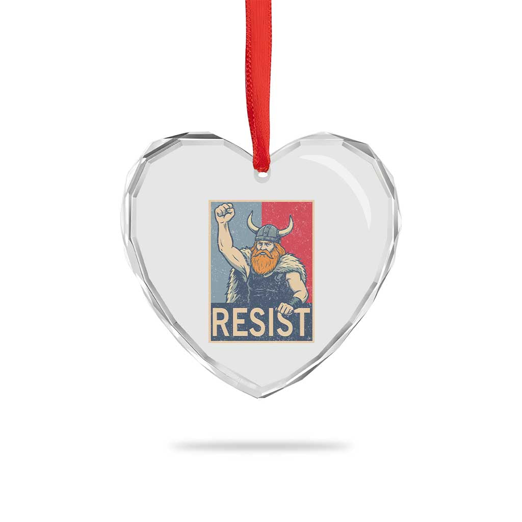 Funny Minneapolis Viking Resist Abolish Ice Protest Heart Crystal Glass Ornament