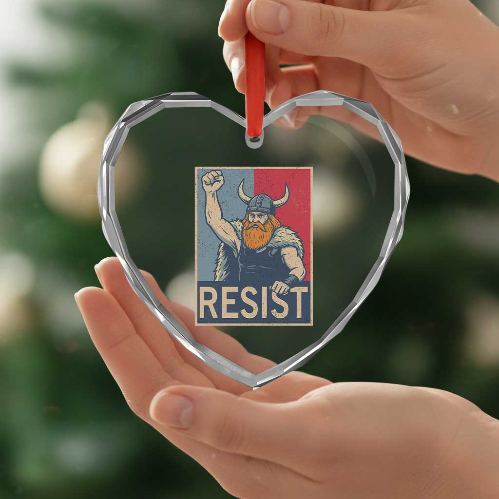 Funny Minneapolis Viking Resist Abolish Ice Protest Heart Crystal Glass Ornament