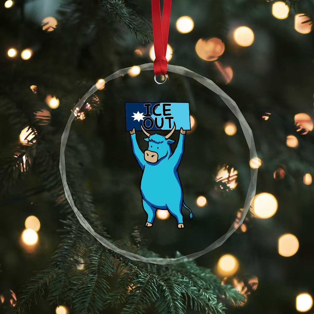 Funny Minnesota Folklore Babe The Blue Ox Crystal Glass Ornament Ice Out
