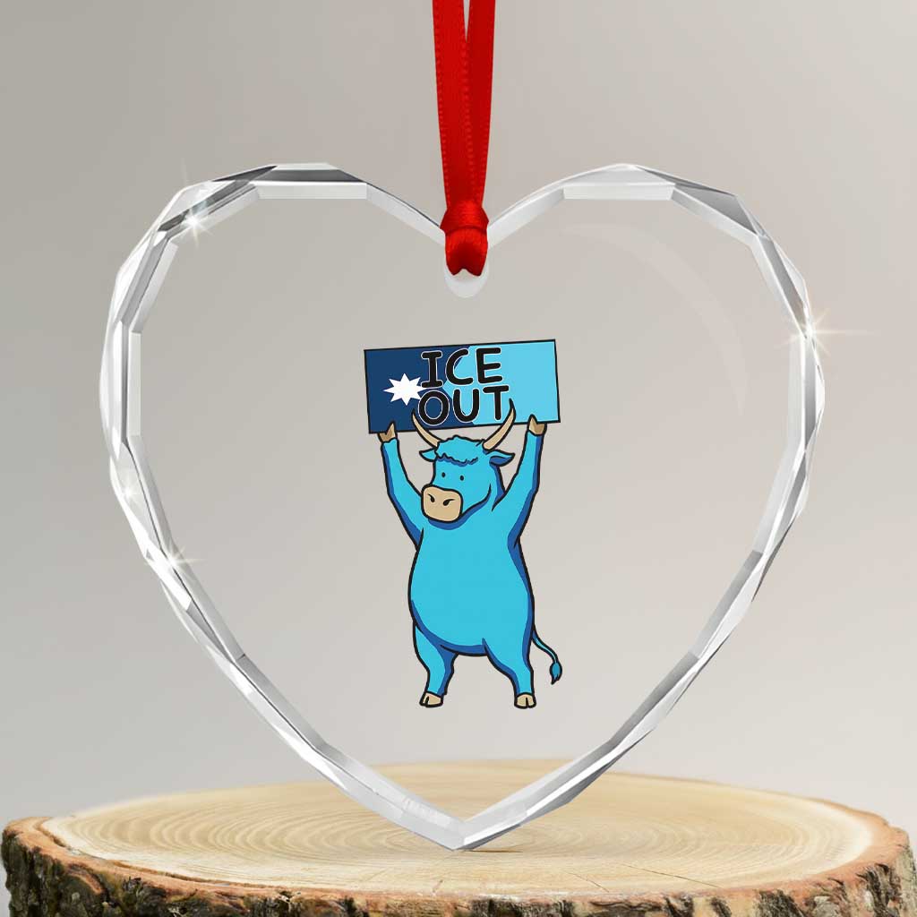Funny Minnesota Folklore Babe The Blue Ox Heart Crystal Glass Ornament Ice Out