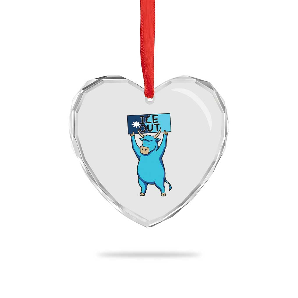 Funny Minnesota Folklore Babe The Blue Ox Heart Crystal Glass Ornament Ice Out