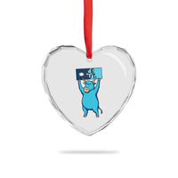 Funny Minnesota Folklore Babe The Blue Ox Heart Crystal Glass Ornament Ice Out