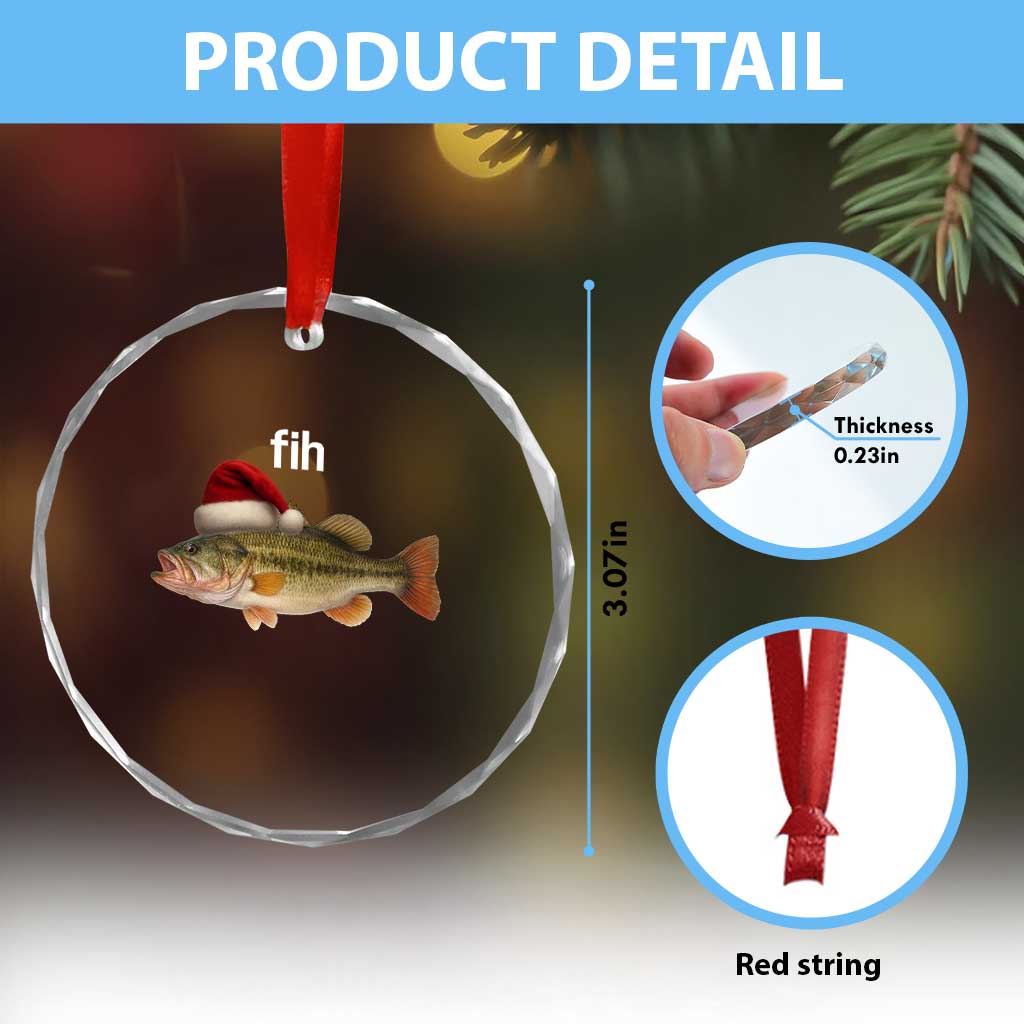 Funny Misspelled Fish Christmas Meme Crystal Glass Ornament TS14
