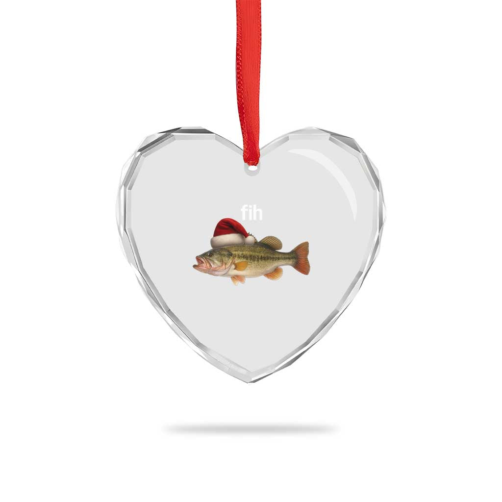 Funny Misspelled Fish Christmas Meme Heart Crystal Glass Ornament - Wonder Print Shop