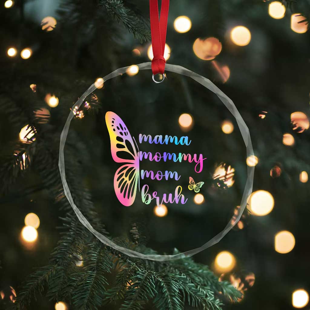 Funny Mom Saying Gift Crystal Glass Ornament Mama Mommy Mom Bruh