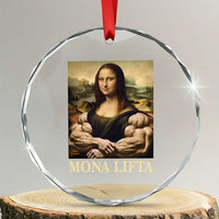 Funny Mona Lifta Muscle Mona Lisa Bodybuilding Fitness Gym Lover Crystal Glass Ornament - Wonder Print Shop