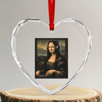 Funny Mona Lisa Bass Face Heart Crystal Glass Ornament Vintage DJ Producer Music Lover Gift