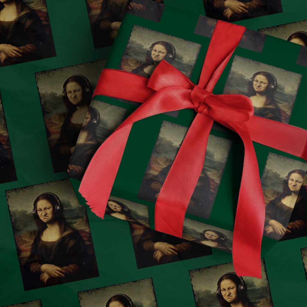 Funny Mona Lisa Bass Face Music Lovers DJs Wrapping Paper Roll