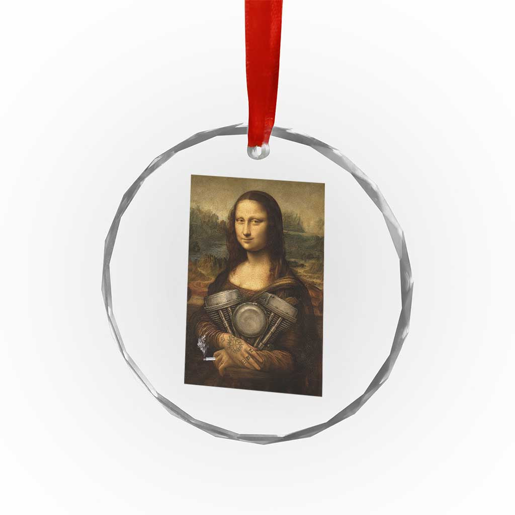 Funny Monalisa Rider Vintage Retro Motorcycle Engine Crystal Glass Ornament - Wonder Print Shop