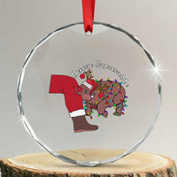 Funny Moo Deng Christmas Crystal Glass Ornament Become Ungovernable Reindeer Xmas Santa - Wonder Print Shop