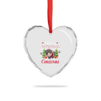 Funny Moo Deng Christmas Heart Crystal Glass Ornament I Want A Hippopotamus For Christmas Santa Baby Pygmy - Wonder Print Shop