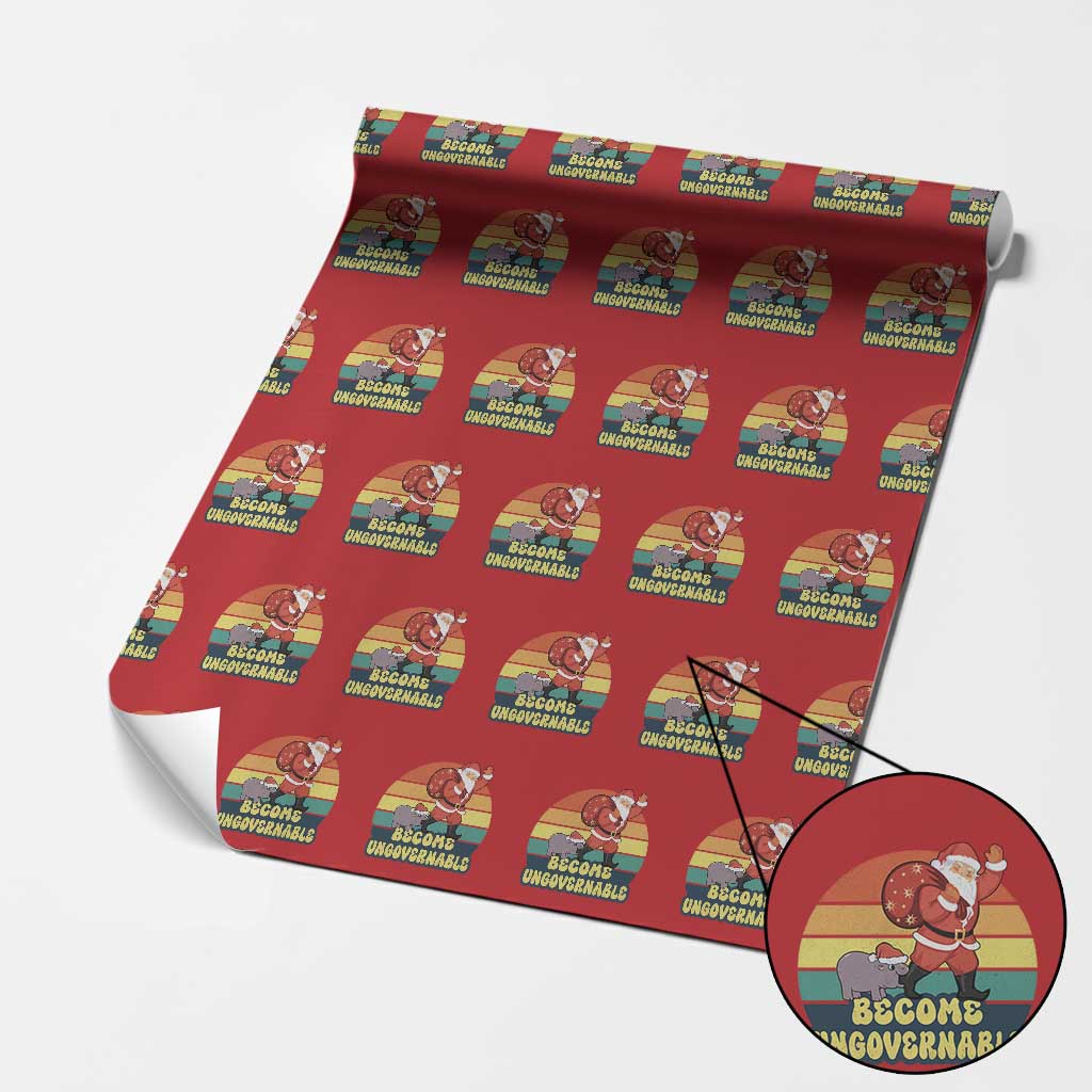 Funny Moo Deng Christmas Wrapping Paper Roll Become Ungovernable Xmas Santa - Wonder Print Shop