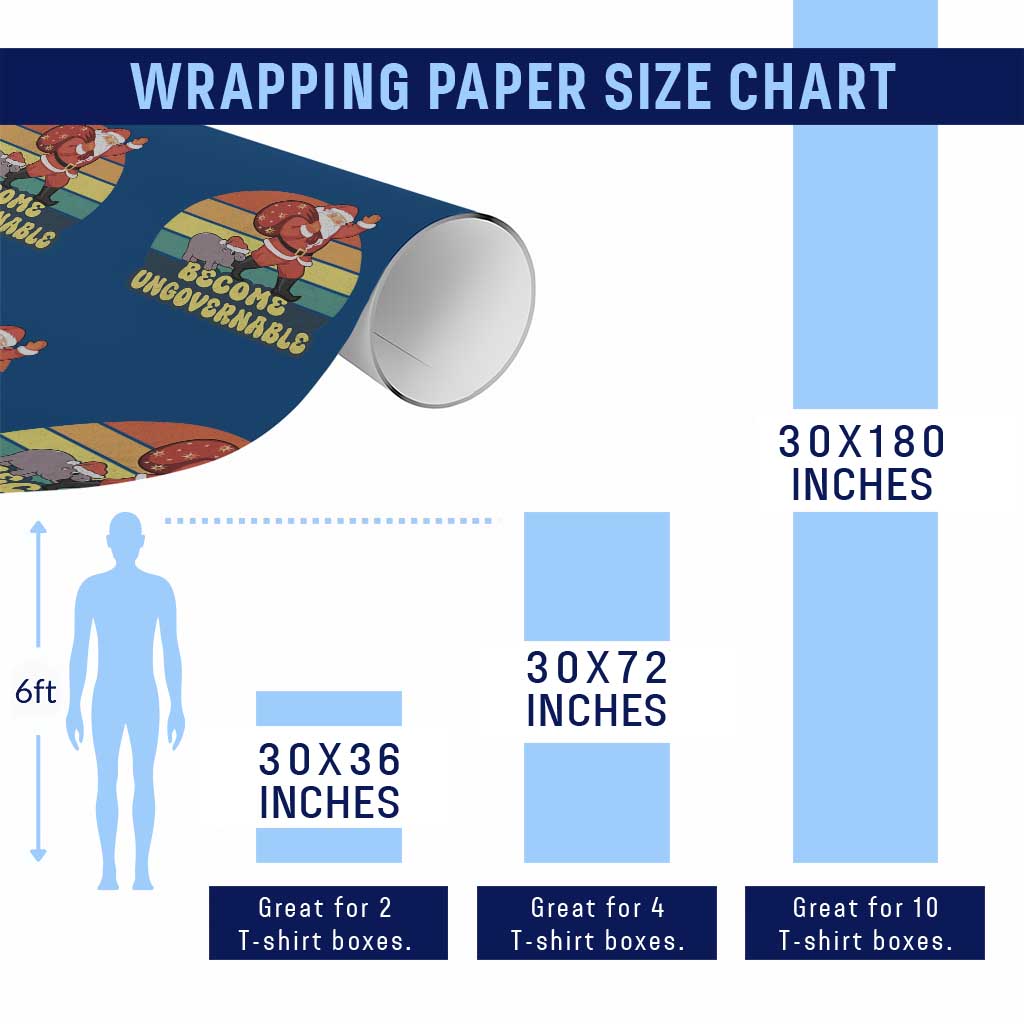 Funny Moo Deng Christmas Wrapping Paper Roll Become Ungovernable Xmas Santa - Wonder Print Shop