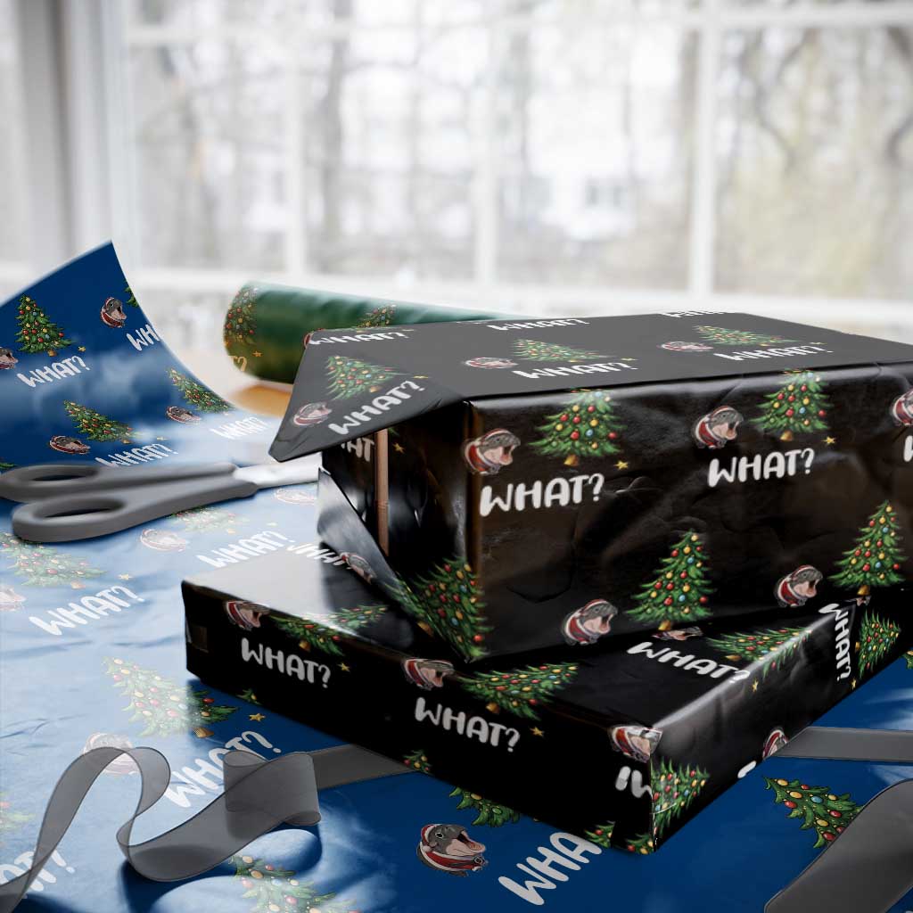 Funny Moo Deng Christmas Wrapping Paper Roll What Santa Cute Hippo Zoo Meme Baby Pygmy Xmas Tree - Wonder Print Shop