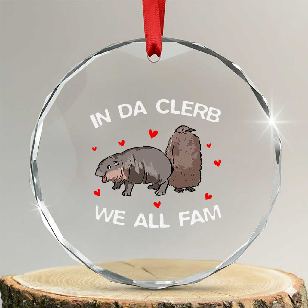 Funny Moo Deng Pesto Penguin Crystal Glass Ornament In Da Clerb We All Fam Hearts TS11