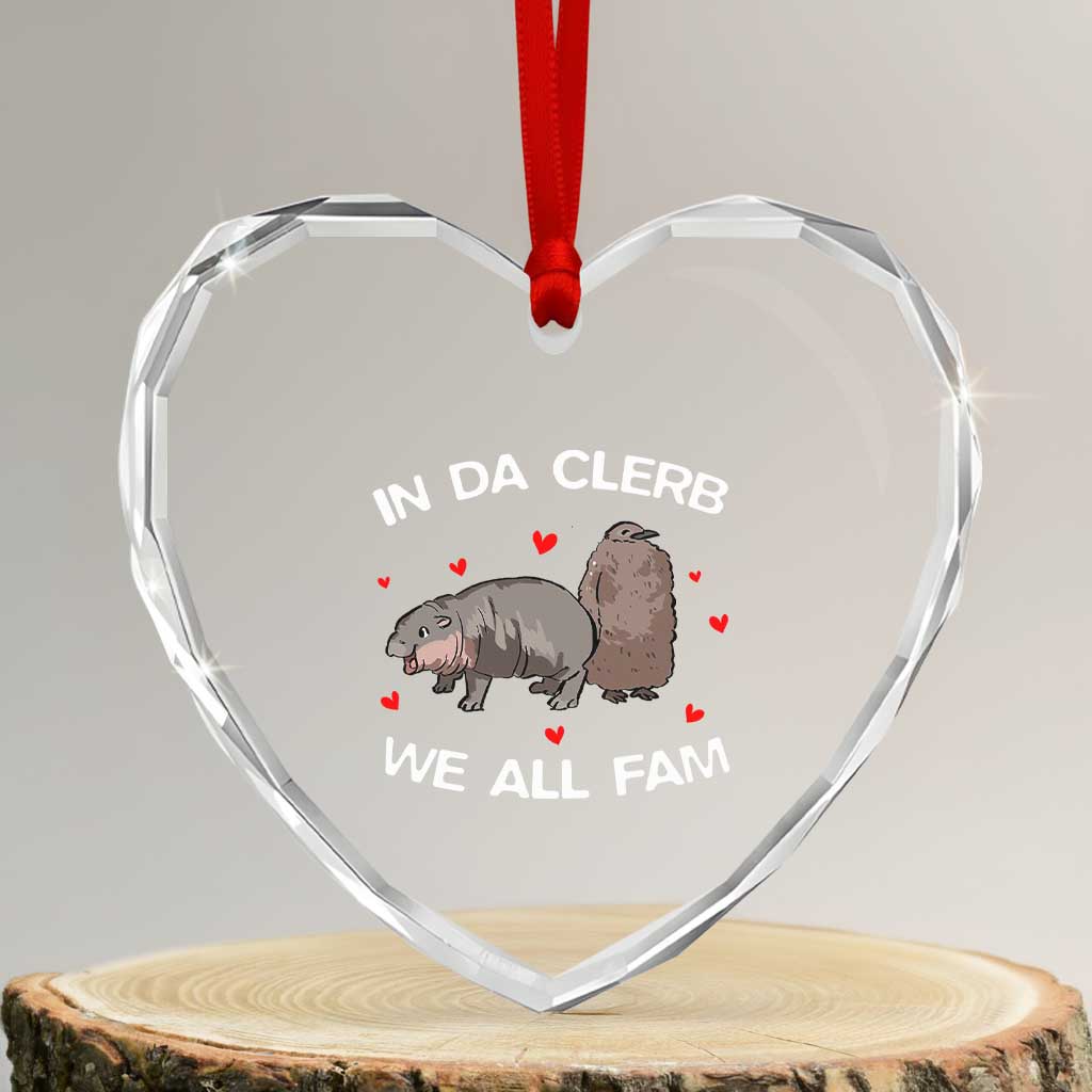 Funny Moo Deng Pesto Penguin Heart Crystal Glass Ornament In Da Clerb We All Fam Hearts - Wonder Print Shop