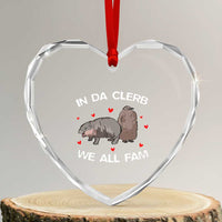 Funny Moo Deng Pesto Penguin Heart Crystal Glass Ornament In Da Clerb We All Fam Hearts - Wonder Print Shop