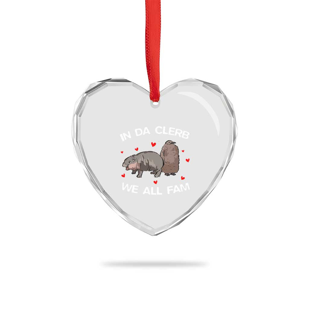 Funny Moo Deng Pesto Penguin Heart Crystal Glass Ornament In Da Clerb We All Fam Hearts - Wonder Print Shop