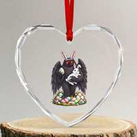 Funny Mothman Bunny Ears Heart Crystal Glass Ornament Point Pleasant Cryptid Lover Gift