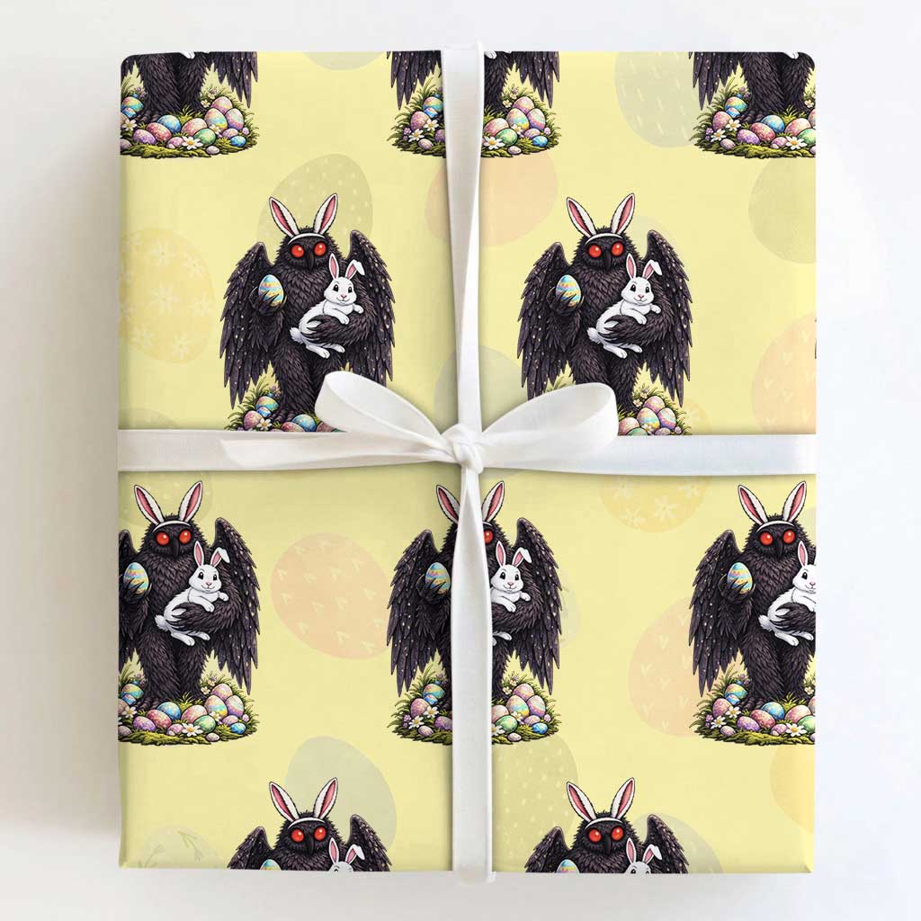 Funny Mothman Bunny Ears Wrapping Paper Roll Point Pleasant Cryptid Lover Gift