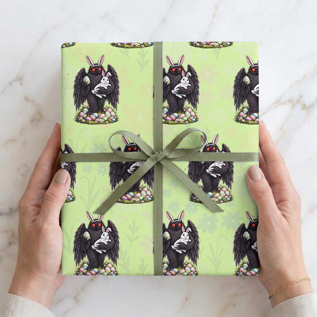 Funny Mothman Bunny Ears Wrapping Paper Roll Point Pleasant Cryptid Lover Gift