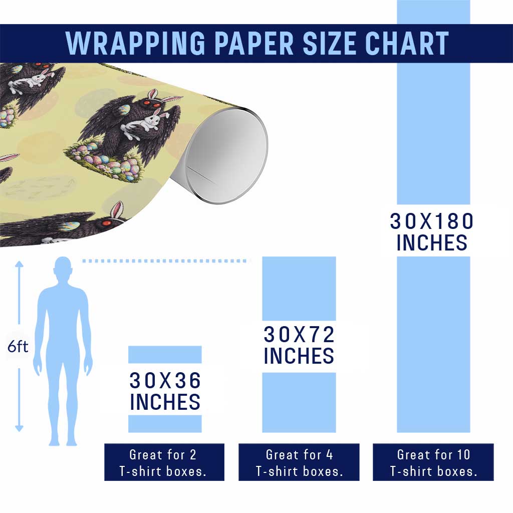 Funny Mothman Bunny Ears Wrapping Paper Roll Point Pleasant Cryptid Lover Gift