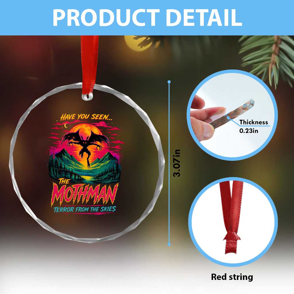 Funny Mothman Crystal Glass Ornament Have You Seen The Mothman Terror From The Skies Cryptid Legends