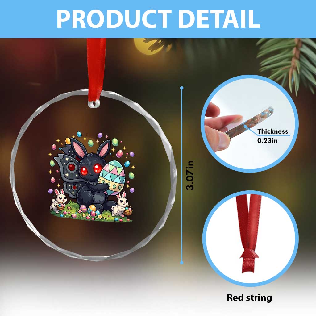 Funny Mothman Easter Bunny Ears Crystal Glass Ornament Cryptid Lover Gift