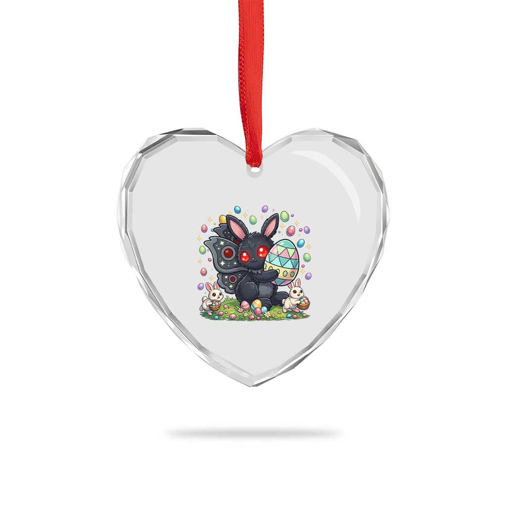 Funny Mothman Easter Bunny Ears Heart Crystal Glass Ornament Cryptid Lover Gift