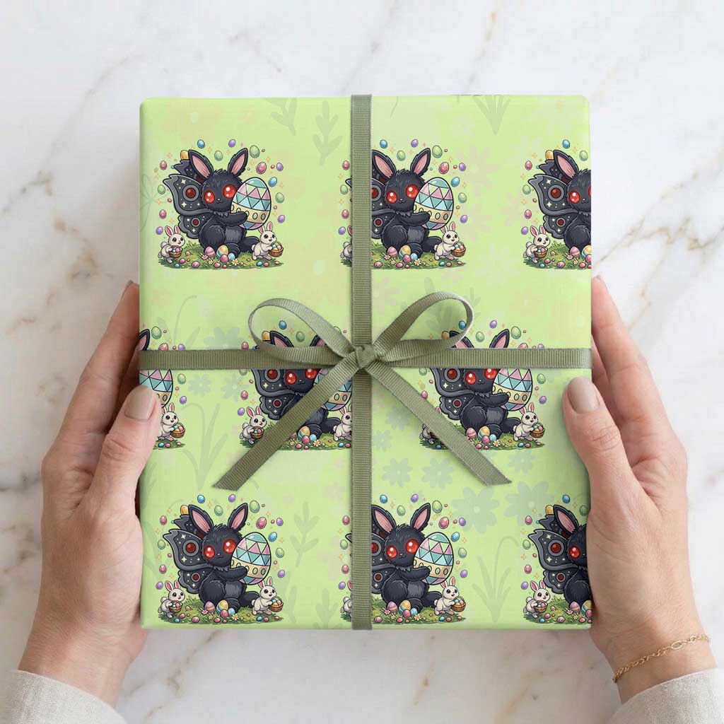 Funny Mothman Easter Bunny Ears Wrapping Paper Roll Cryptid Lover Gift