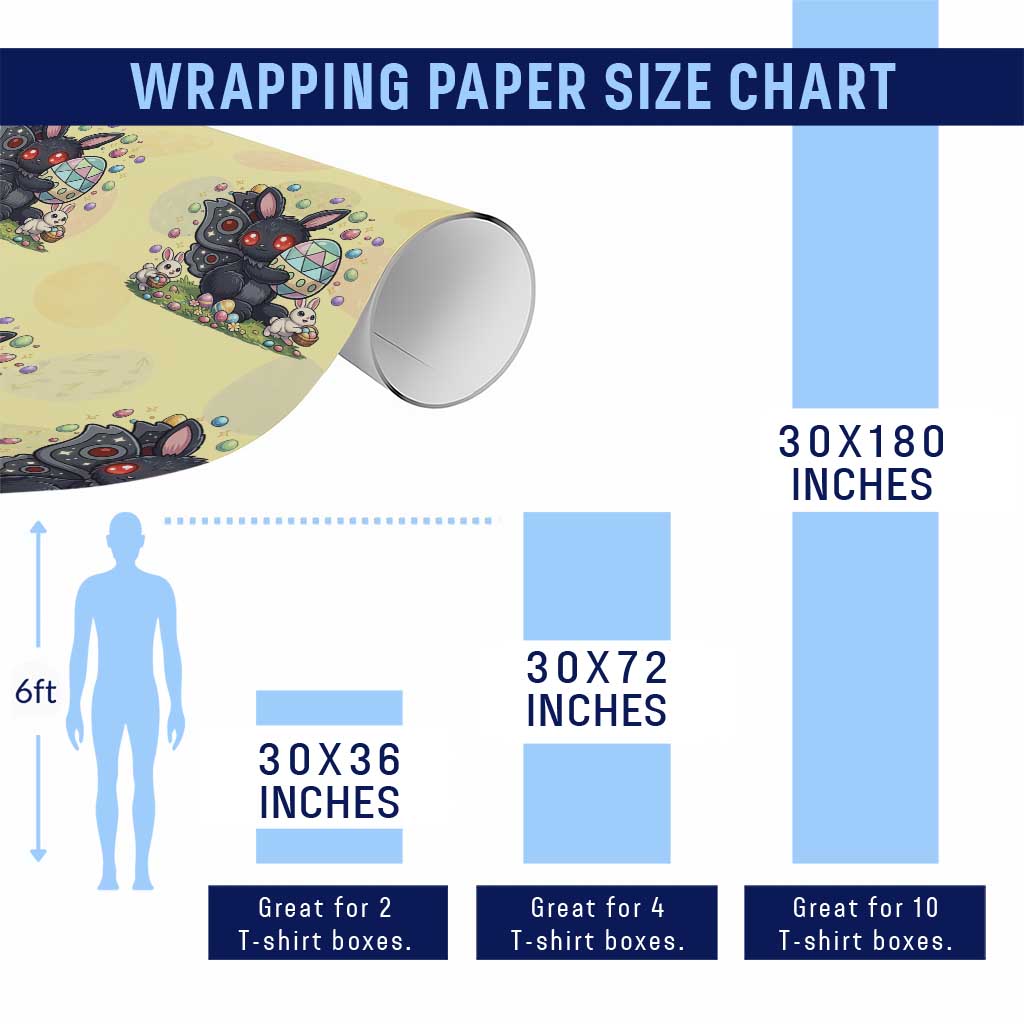 Funny Mothman Easter Bunny Ears Wrapping Paper Roll Cryptid Lover Gift