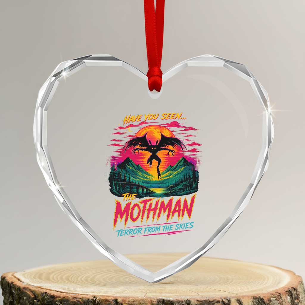 Funny Mothman Heart Crystal Glass Ornament Have You Seen The Mothman Terror From The Skies Cryptid Legends