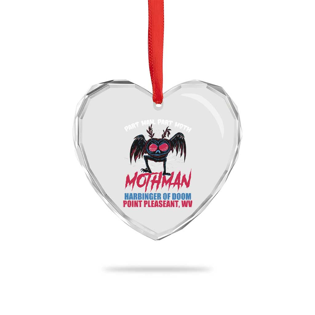 Funny Mothman Heart Crystal Glass Ornament Part Man Part Moth Harbinger Of Doom Point Pleasent WV - Wonder Print Shop
