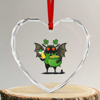 Funny Mothman Heart Crystal Glass Ornament St Patricks Day Cryptid Gift