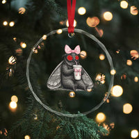 Funny Mothman Mothma'am Cute Pink Bow Coquette Crystal Glass Ornament