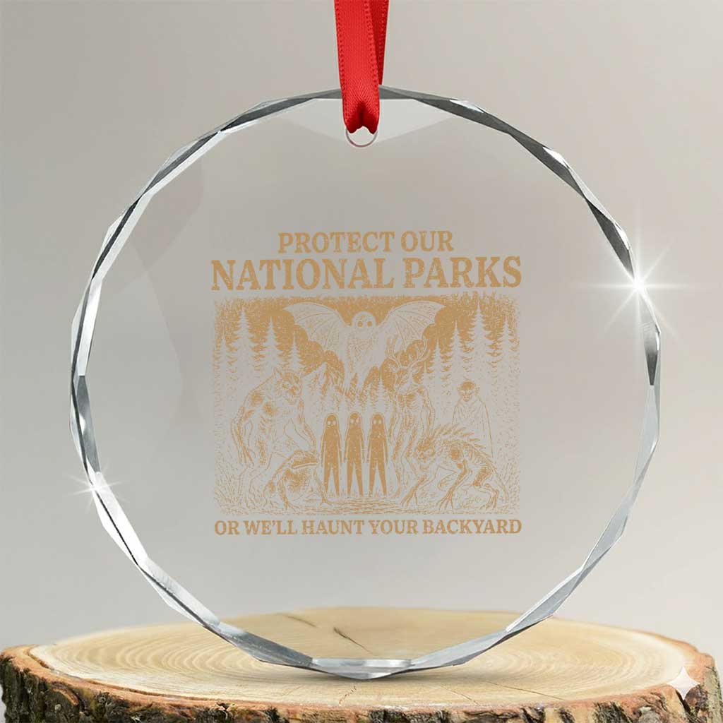 Funny Mothman Protect Our National Parks Crystal Glass Ornament Ghost Wendigo Skull Cryptid Weirdcore Folk Horror